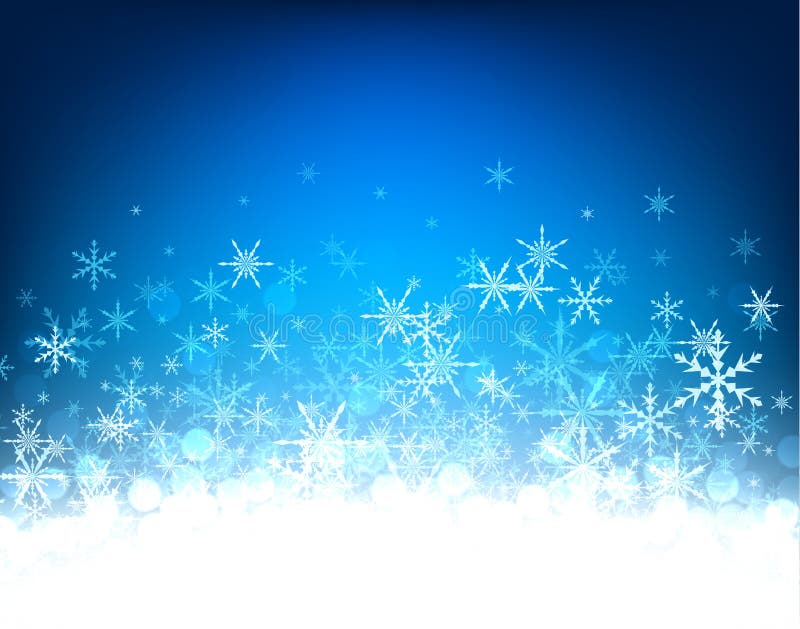 Fundo azul do inverno com flocos de neve ilustração royalty free