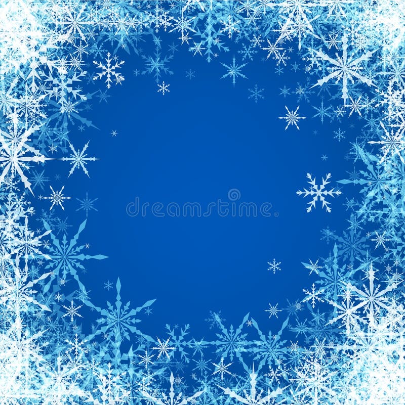 Fundo azul do inverno com flocos de neve ilustração do vetor