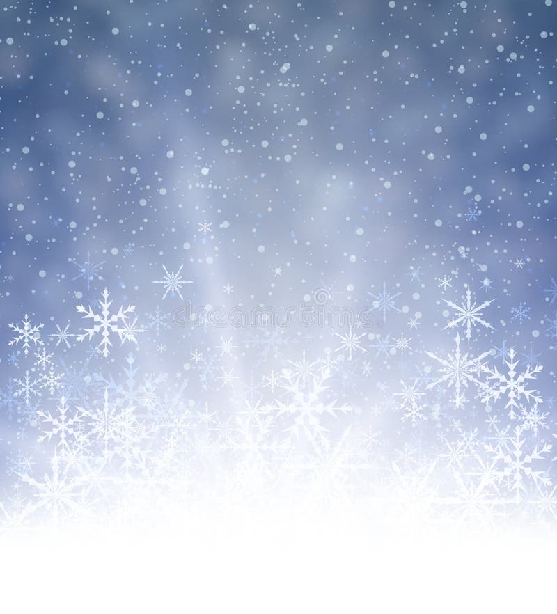 Fundo azul do inverno com flocos de neve ilustração do vetor