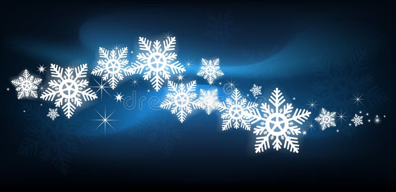 Fundo natalício com flocos de neve azuis ilustração stock