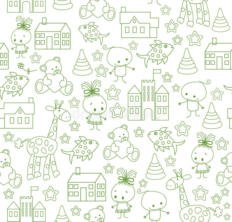 Fundo bonito do bebê do vetor Teste padrão das crianças dos desenhos animados ilustração do vetor Fundo bonito do bebê do vetor Teste padrão das crianças dos desenhos animados ilustração do vetor