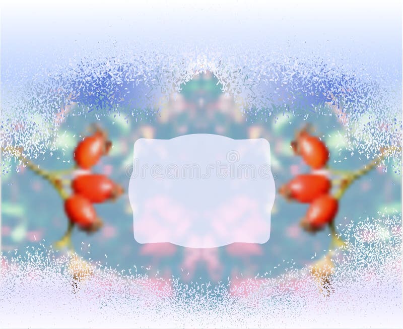 Fundo borrado congelado inverno com rosehips ilustração stock Fundo borrado congelado inverno com rosehips ilustração stock