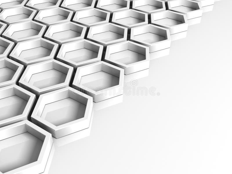 Fundo branco abstrato com figuras do hexágono ilustração stock Fundo branco abstrato com figuras do hexágono ilustração stock