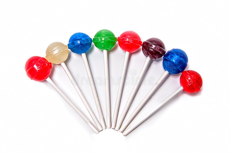 Colorful arranged half circle lollipops on a pure white background. Colorful arranged half circle lollipops on a pure white background.