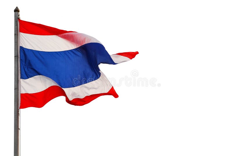 Fundo branco isolado tailandês da bandeira foto de stock Fundo branco isolado tailandês da bandeira foto de stock