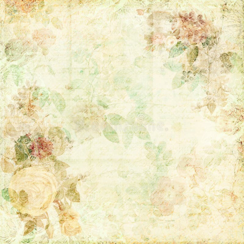Fundo verde shabby chic com flores ilustração do vetor