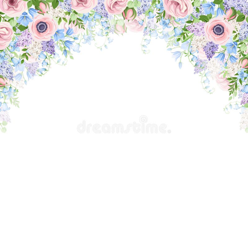 Fundo com flores rosa, azul e roxas. Ilustração vetorial ilustração do vetor