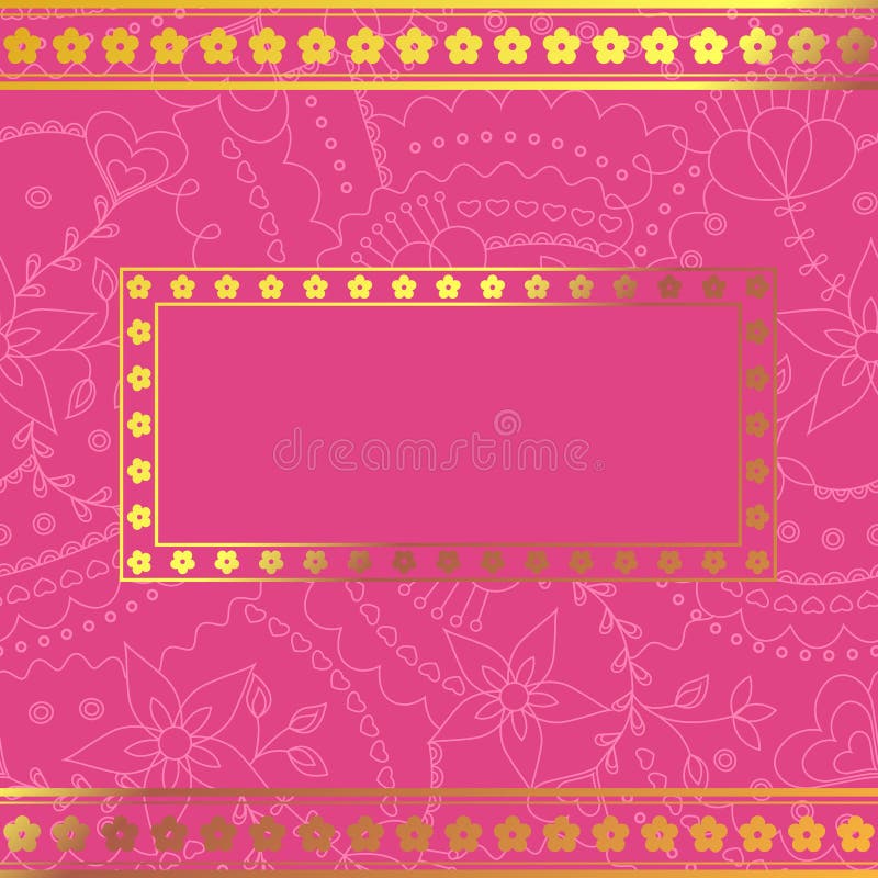 Fundo cor-de-rosa com quadro dourado ilustração stock Fundo cor-de-rosa com quadro dourado ilustração stock