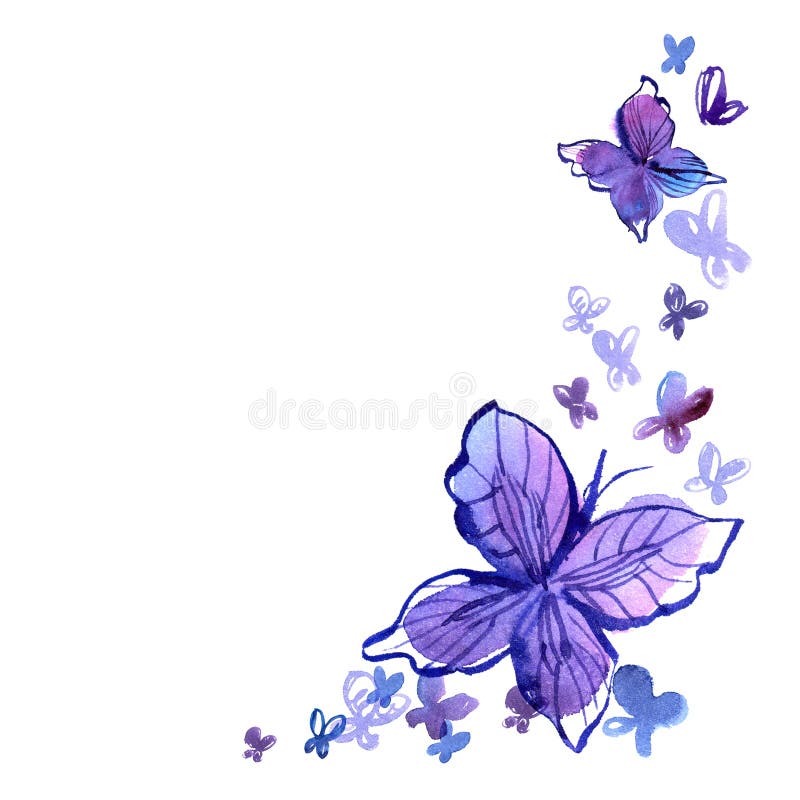 Fundo da aquarela com borboleta dentro ilustração do vetor Fundo da aquarela com borboleta dentro ilustração do vetor