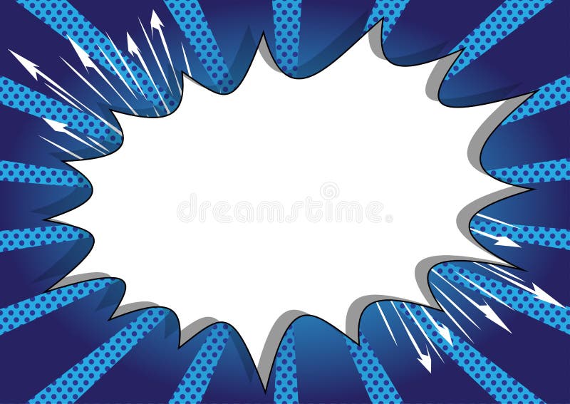 Fundo da banda desenhada com bolha vazia grande da explosão no fundo azul ilustração royalty free Fundo da banda desenhada com bolha vazia grande da explosão no fundo azul ilustração royalty free