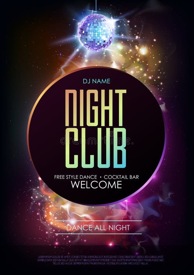 Fundo da bola do disco Cartaz do partido do clube noturno do disco no fundo do espaço aberto ilustração do vetor Fundo da bola do disco Cartaz do partido do clube noturno do disco no fundo do espaço aberto ilustração do vetor