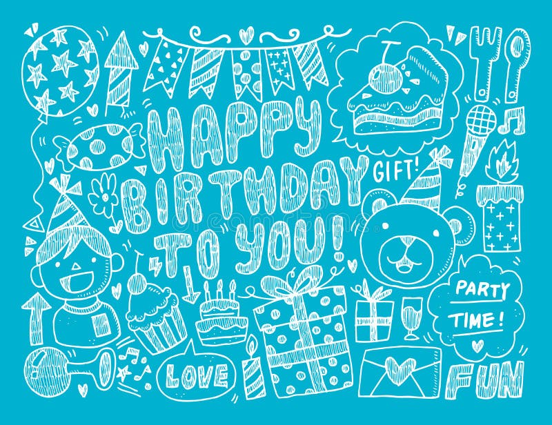 Fundo de festa de aniversário Doodle ilustração royalty free