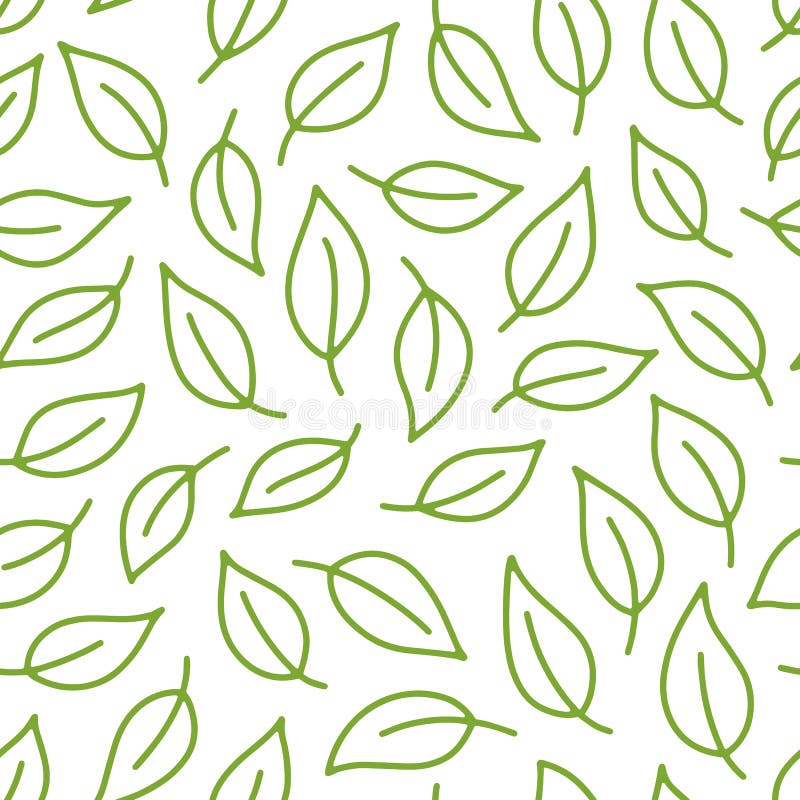 Fundo da folha Teste padrão sem emenda verde, branco com as folhas na linha mínima estilo da garatuja Pacote decorativo da repeti ilustração do vetor Fundo da folha Teste padrão sem emenda verde, branco com as folhas na linha mínima estilo da garatuja Pacote decorativo da repeti ilustração do vetor