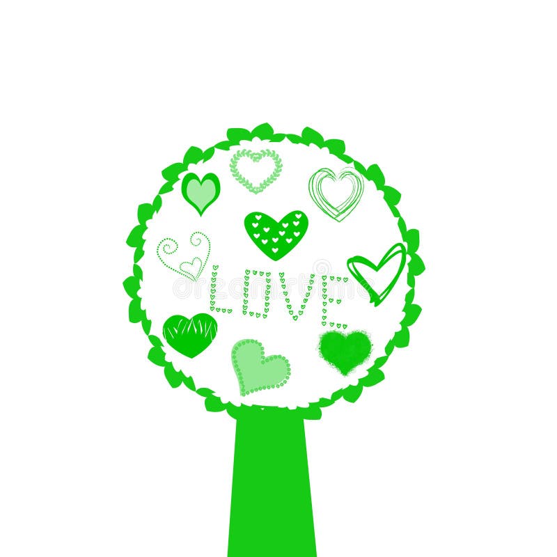 Fundo da ilustração dos corações da árvore de amor ilustração stock Fundo da ilustração dos corações da árvore de amor ilustração stock