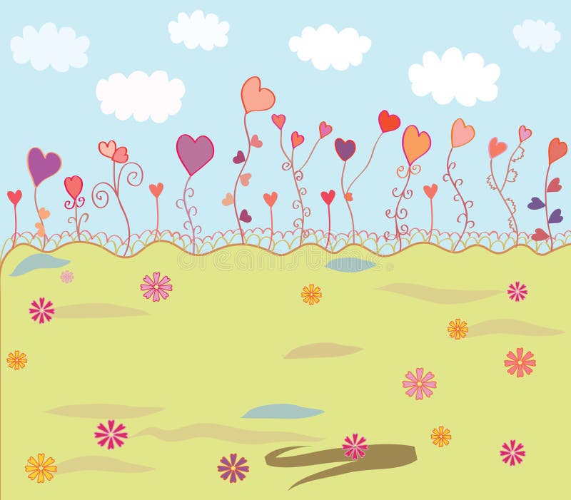 Fundo de primavera com corações ilustração do vetor