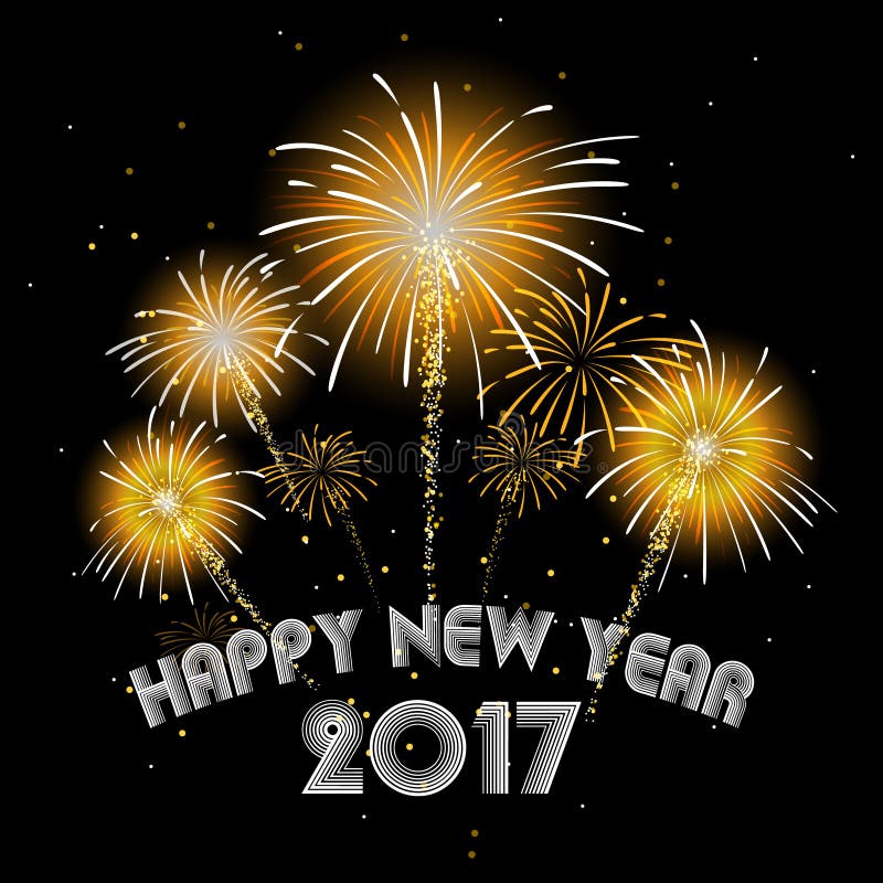 Fundo da noite de 2017 fogos-de-artifício do ano novo feliz ilustração royalty free Fundo da noite de 2017 fogos-de-artifício do ano novo feliz ilustração royalty free