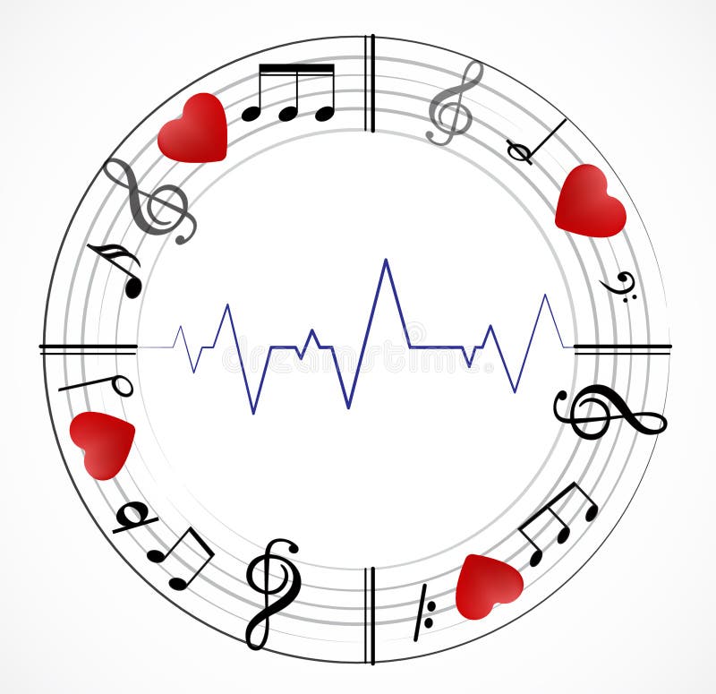 Fundo com notas musicais e símbolos ilustração stock