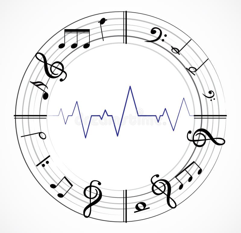 Fundo da nota da música com símbolos ilustração do vetor