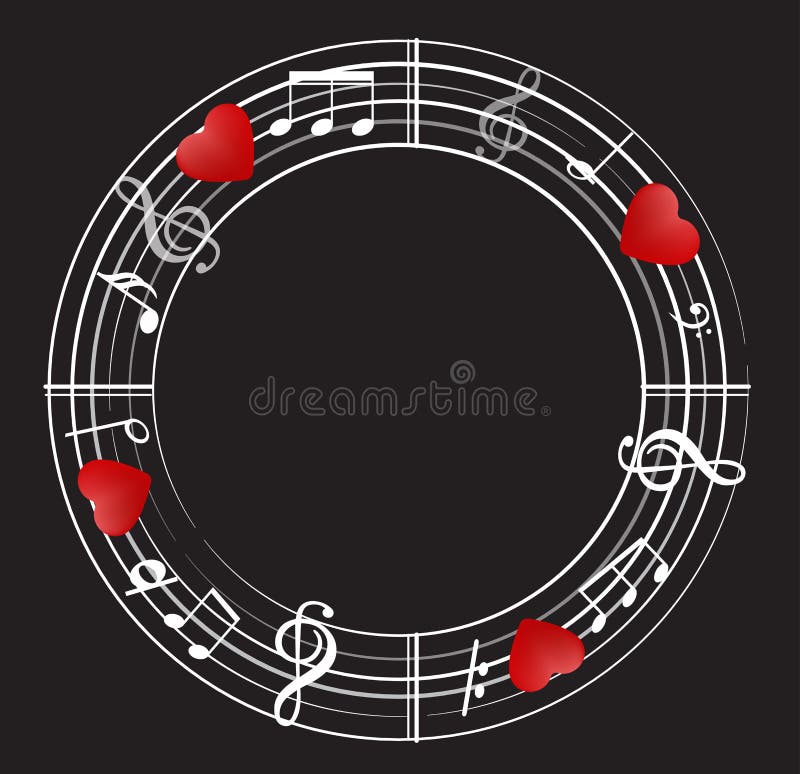 Fundo com notas musicais e símbolos ilustração royalty free