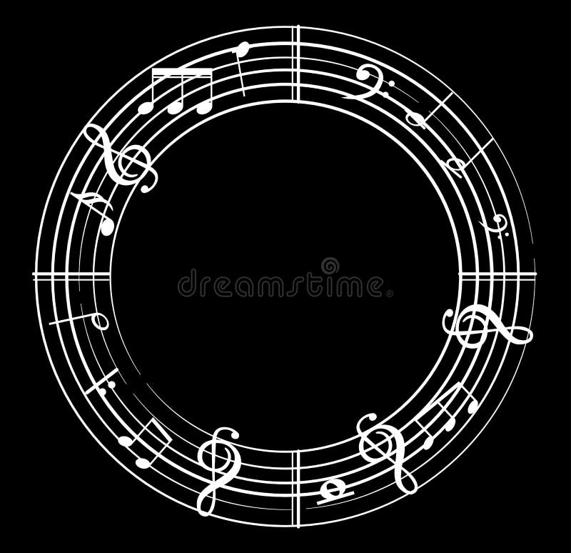 Fundo com notas musicais e símbolos ilustração stock