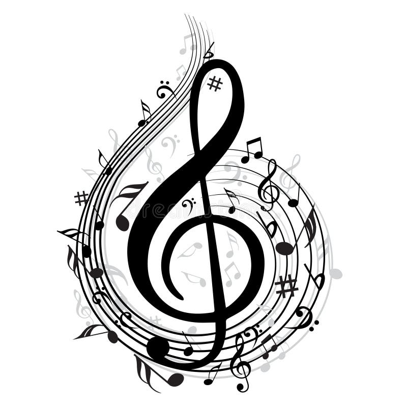 Fundo com notas musicais e símbolos ilustração do vetor