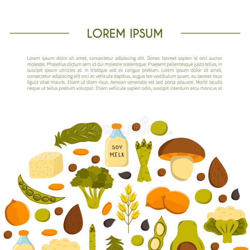 Fundo da proteína do vegetariano do vetor ilustração stock Fundo da proteína do vegetariano do vetor ilustração stock