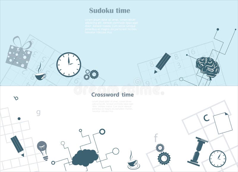 Faça uma ilustração em vetor conceito abstrato de palavras cruzadas e  sudoku. fique em casa, jogos e quebra-cabeças, mantenha seu cérebro em  forma, tempo gasto com auto-isolamento, atividade de lazer em quarentena