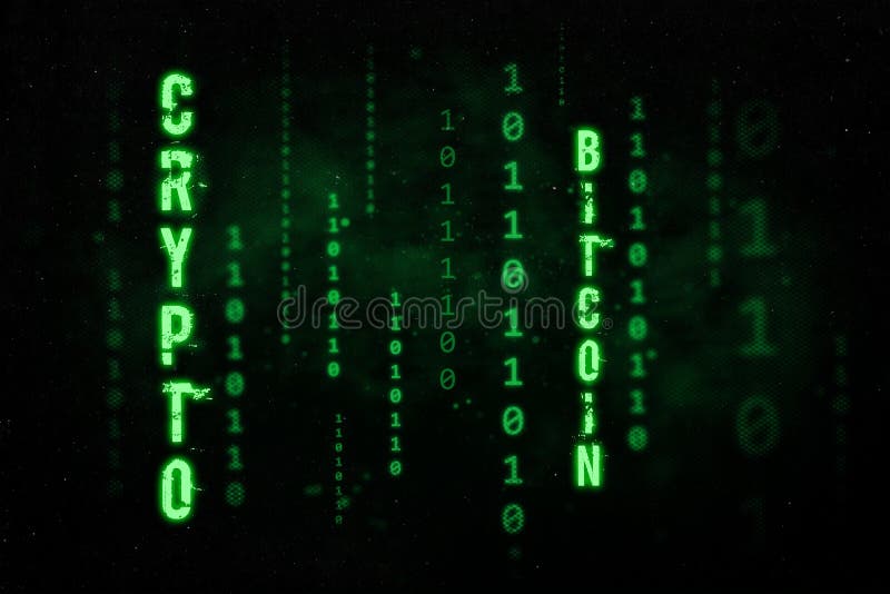 Digital binary data and streaming binary code background. Crypto currency bitcoin concept illustration. Matrix background with digits 1 and 0. Digital binary data and streaming binary code background. Crypto currency bitcoin concept illustration. Matrix background with digits 1 and 0