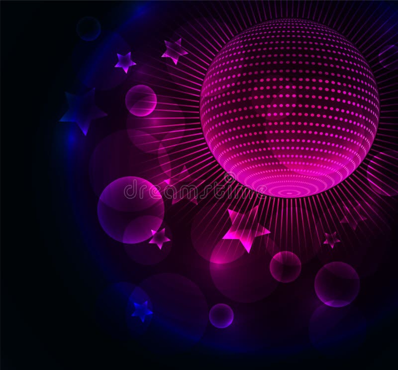 Fundo luminoso e colorido abstrato com bola de discoteca ilustração do vetor