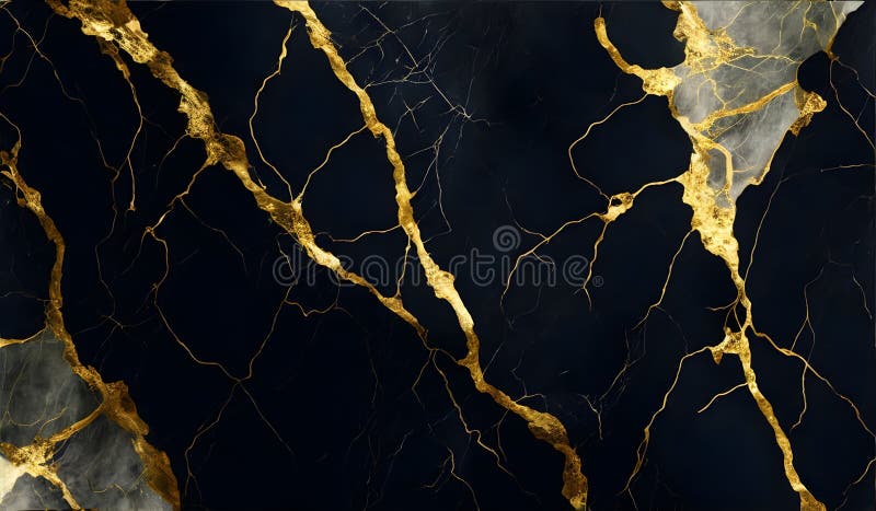 Abstract black marble background with golden veins, japanese kintsugi technique, fake painted artificial marbled stone texture. Abstract black marble background with golden veins, japanese kintsugi technique, fake painted artificial marbled stone texture