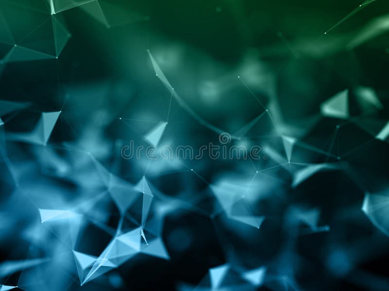 3D render of a plexus background with low poly design - shallow depth of field. 3D render of a plexus background with low poly design - shallow depth of field
