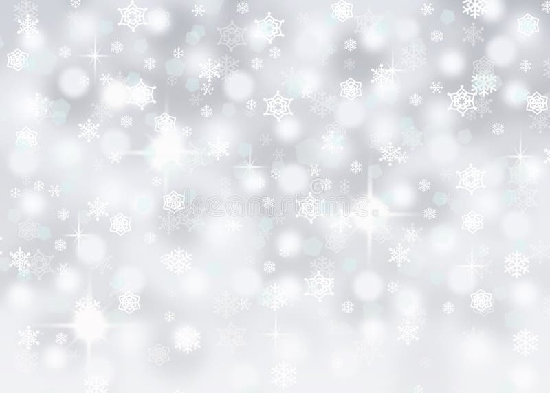Fundo de prata do sumário do bokeh com flocos de neve e sparkles de queda ilustração stock Fundo de prata do sumário do bokeh com flocos de neve e sparkles de queda ilustração stock
