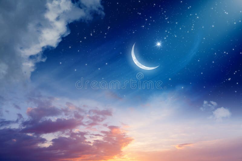 Fundo de Ramadan Kareem com lua e as estrelas crescentes fotos de stock royalty free Fundo de Ramadan Kareem com lua e as estrelas crescentes fotos de stock royalty free