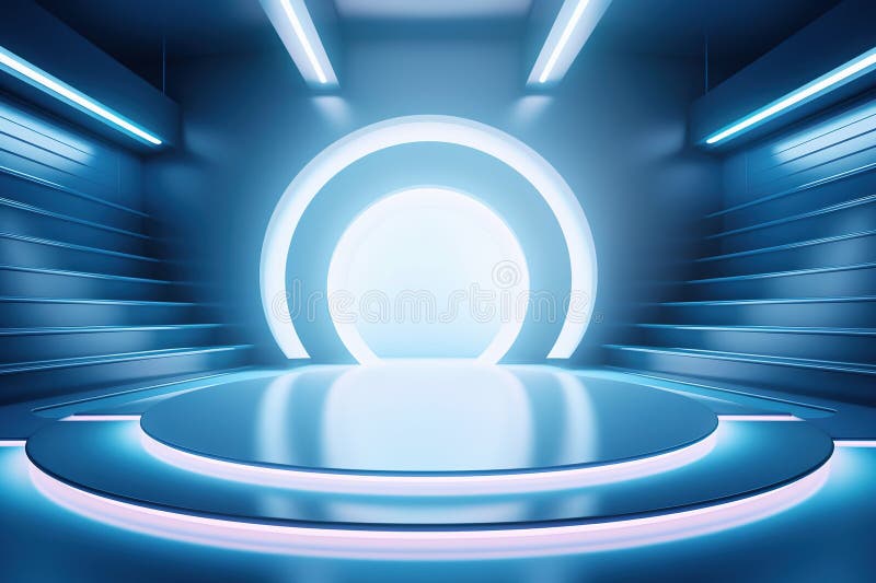 Fundo do centro em branco do estágio futurístico e limpo ilustração do vetor