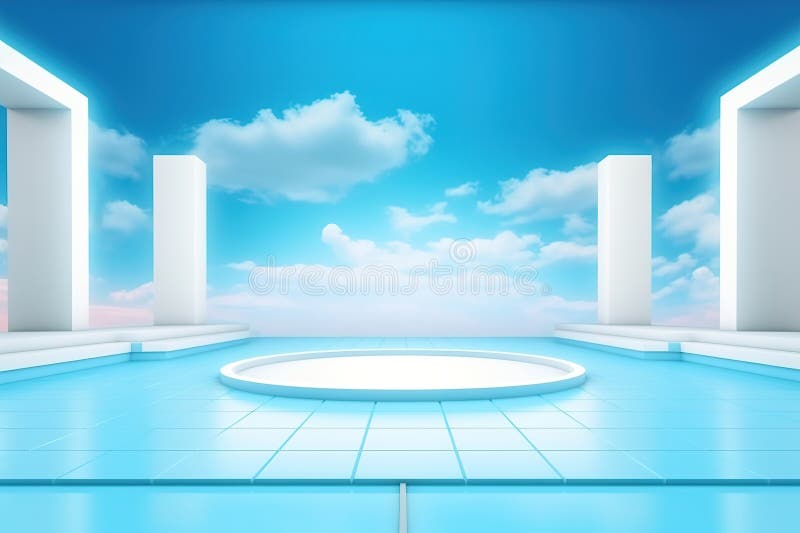 Fundo do centro em branco do estágio futurístico e limpo ilustração royalty free