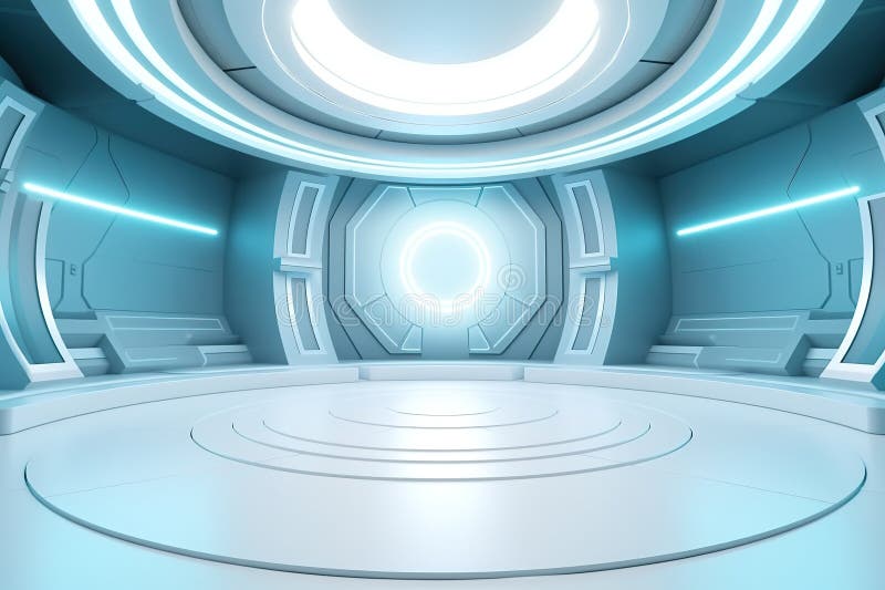 Fundo do centro em branco do estágio futurístico e limpo ilustração do vetor