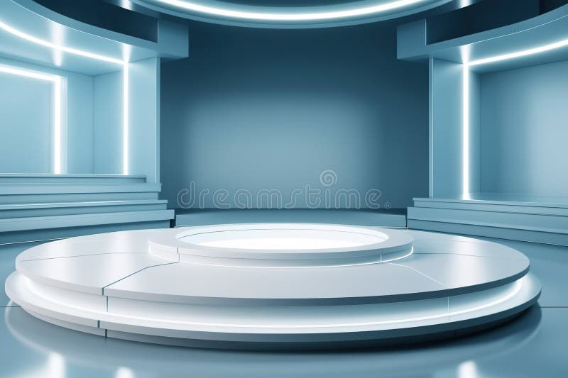 Fundo do centro em branco do estágio futurístico e limpo ilustração do vetor