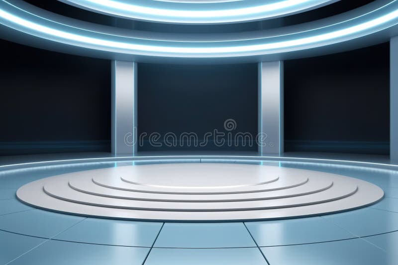 Fundo do centro em branco do estágio futurístico e limpo ilustração do vetor