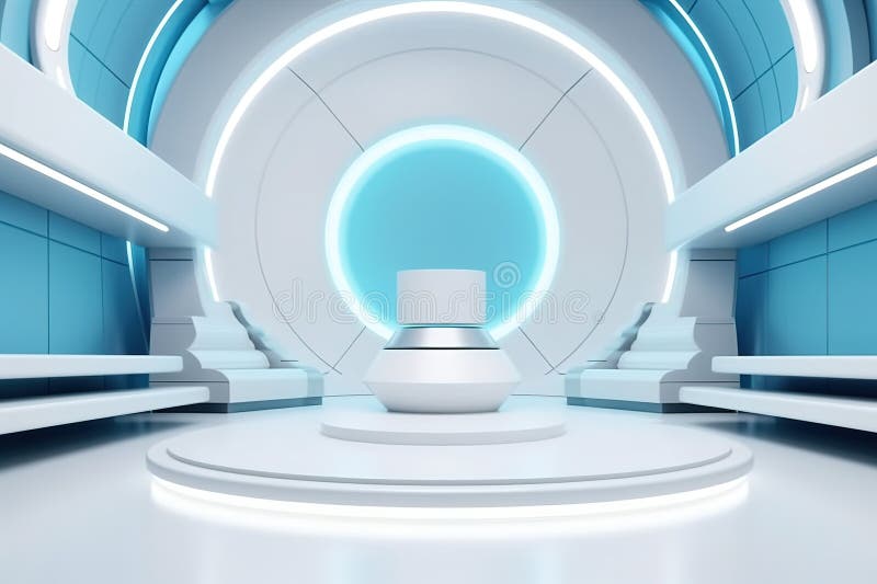 Fundo do centro em branco do estágio futurístico e limpo ilustração royalty free