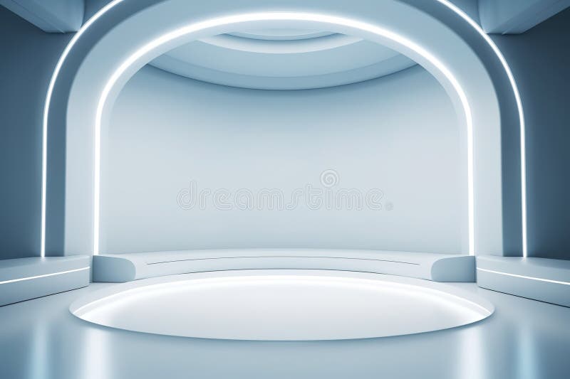 Fundo do centro em branco do estágio futurístico e limpo ilustração do vetor