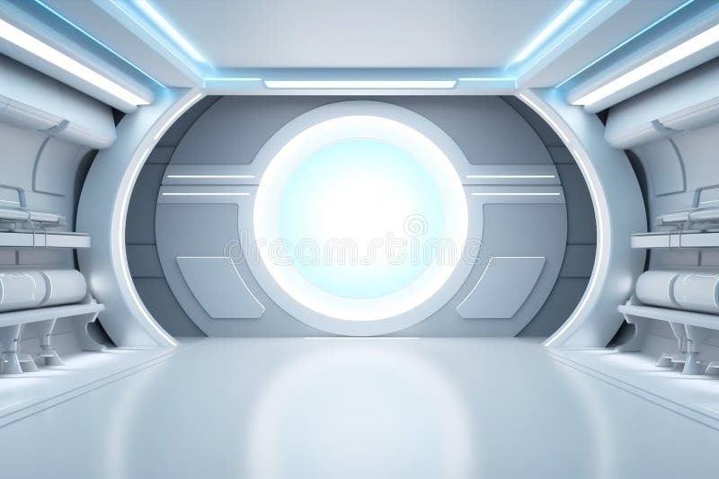 Fundo do centro em branco do estágio futurístico e limpo ilustração royalty free