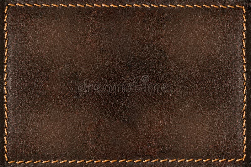 Fundo de couro castanho com costuras foto de stock