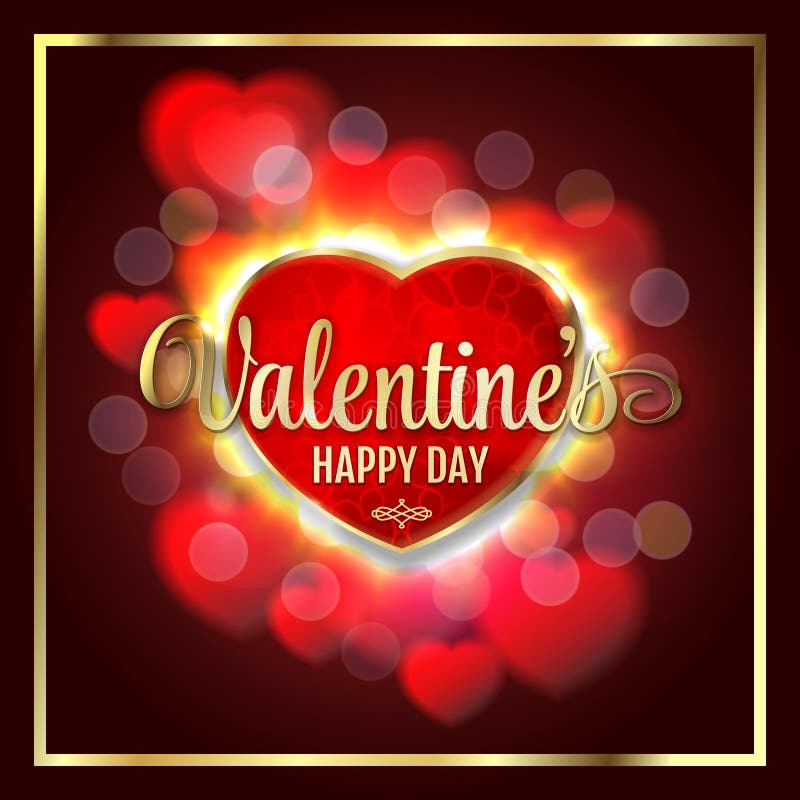 Fundo do dia de Valentim com corações brilhantes das luzes ilustração do vetor Fundo do dia de Valentim com corações brilhantes das luzes ilustração do vetor
