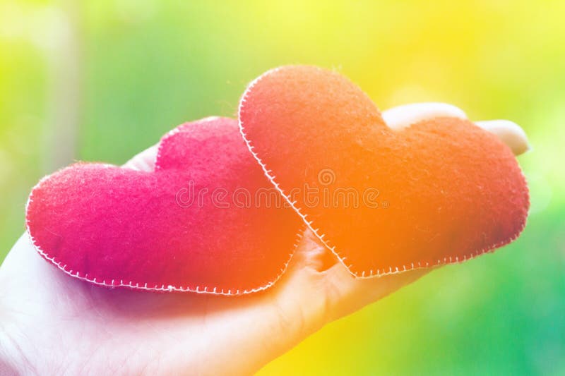 Fundo do dia de Valentim Coração dois nas folhas Conceito do amor imagem de stock royalty free Fundo do dia de Valentim Coração dois nas folhas Conceito do amor imagem de stock royalty free