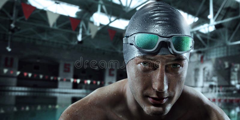 Fundo do esporte Nadador com vidros imagem de stock royalty free Fundo do esporte Nadador com vidros imagem de stock royalty free