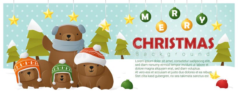 Fundo do Feliz Natal e do ano novo feliz com família do urso ilustração stock Fundo do Feliz Natal e do ano novo feliz com família do urso ilustração stock
