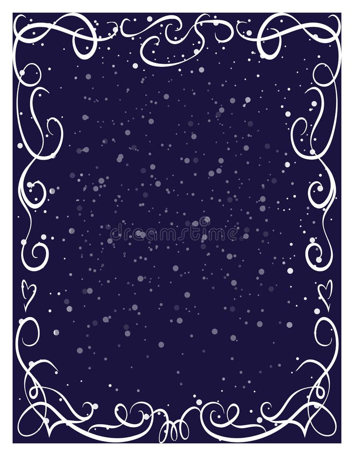 Fundo do floco de neve de inverno moldura de pintura encaracolada no fundo azul escuro de neve Feliz Natal ilustração stock Fundo do floco de neve de inverno moldura de pintura encaracolada no fundo azul escuro de neve Feliz Natal ilustração stock