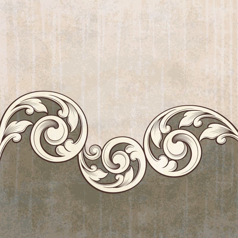 Fundo do grunge do teste padrão da gravura do rolo do vintage ilustração do vetor Fundo do grunge do teste padrão da gravura do rolo do vintage ilustração do vetor