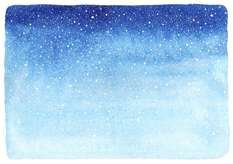 Fundo do inclinação da aquarela do inverno com textura de queda da neve