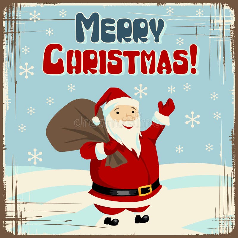 Fundo de Natal vetorial com o Pai Natal a segurar uma grande ilustração royalty free